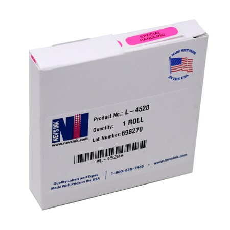 Nevs Label, SPECIAL HANDLING 5/16" x 1-1/4" Fluorescent Pink w/ black L-4520